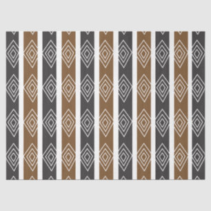 Grau Braun Geometrische Diamantstreifen Seidenpapier