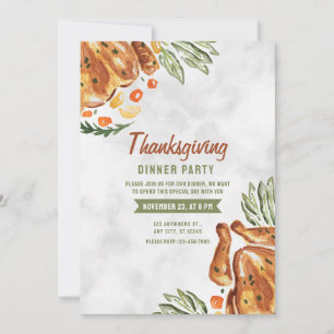Grau Braune Türkei Thanksgiving-Dinnerparty  Einladung
