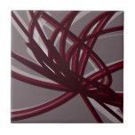 Grau & Burgund Abstraktes Kunstband | groß Fliese<br><div class="desc">Die Keramik Grau und Bordeaux ist in einem abstrakten,  künstlerisch  Farbbandmuster gehalten,  die Bordeaux-Farbtöne sind grau und die Farbtöne Weiß mit Akzenten auf grauem Hintergrund.</div>