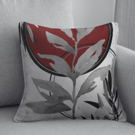 Grau & Burgund Abstraktes Wasserfarbenleaf Kissen