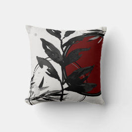 Grau Burgund & Schwarz Abstrakte Wasserfarbe Kissen