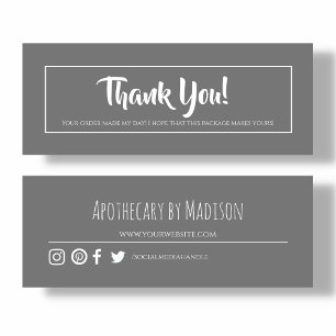 Grau Business Danke Mini Card Visitenkarte