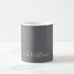 Grau C19 & Weiß Minimalistischer Moderner Name Ben Kaffeetasse