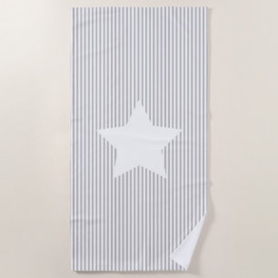 Grau Cabana Stripes & White Star Strandtuch
