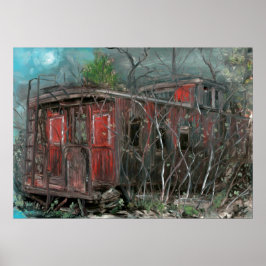 Grau Cloud Island Caboose Oil auf Panel Poster
