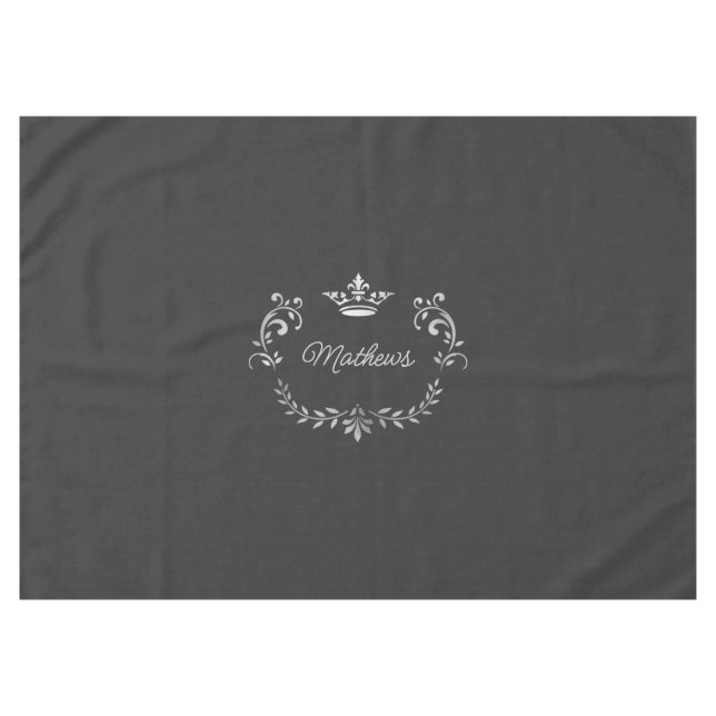 Grau Crown Wappen Personalisiert Tischdecke (Vorderseite (Horizontal))