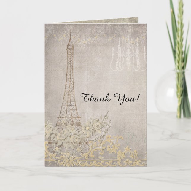 Grau danken Ihnen merkt Paris-Stadt von Liebe Dankeskarte (Vorderseite)