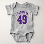 Grau & Dark Lila Baby | Sports Jersey Design Baby Strampler<br><div class="desc">Grau & Dark Lila Baby | Sports Jersey Design - Baby Football Bodysuit</div>