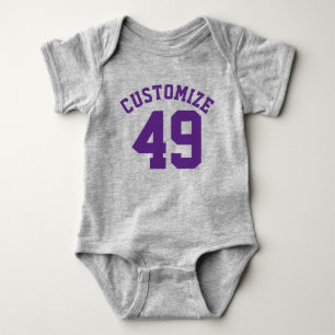 Grau & Dark Lila Baby   Sports Jersey Design Strampler