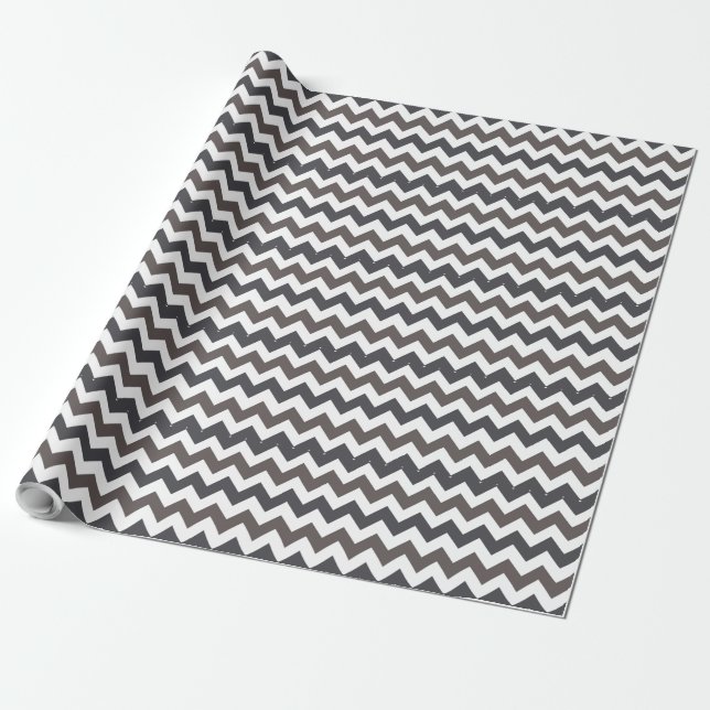Grau Dark Liver Zickzack Zigzap Muster Geschenkpapier (Ungerollt)