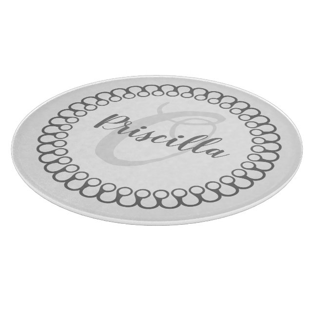 Grau dekorative Circle Monogram Cutting Board Schneidebrett (Ecke)