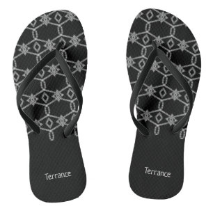 Grau dekoratives Seil, das schwarz umzäunt Flip Flops