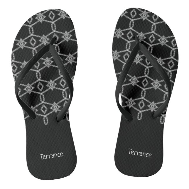 Grau dekoratives Seil, das schwarz umzäunt Flip Flops (Fußbett)