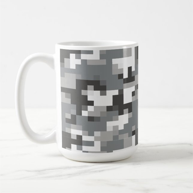 Grau Digital Camouflage Getränke Reisecoffee Mug Kaffeetasse (Links)