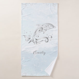 Grau Dolphin Personalisiert Bath Handtuch Set