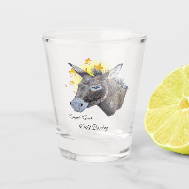 Grau Donkey von der Cripple Creek ist ein Star Schnapsglas (Vorderseite)