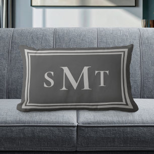 Grau-Drei-Buchstaben-Monogramm Lendenkissen