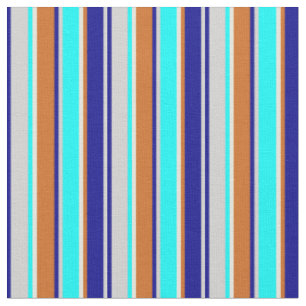 Grau, Dunkelblau, Schokolade, Beige und Cyan Lines Stoff