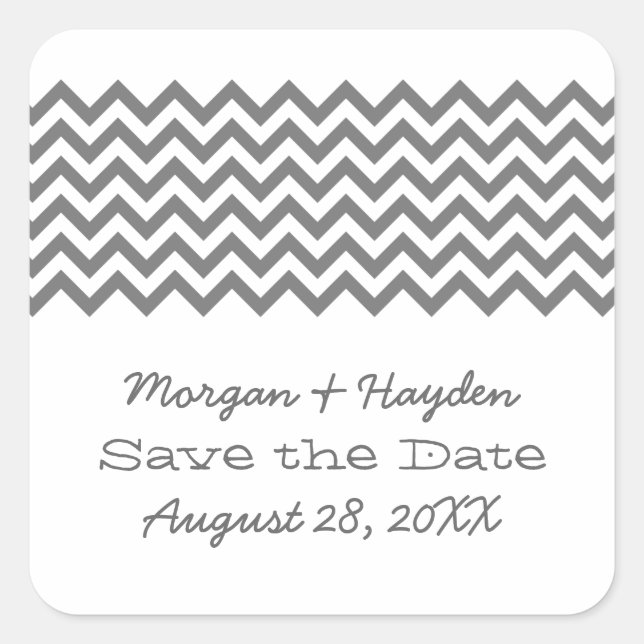 Grau Einfache Zickzack Save the Date Stickers (Vorderseite)