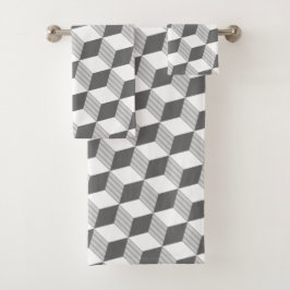 Grau-einfarbige Diamantformgebung - Handtuchdesign Badhandtuch Set