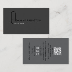 Grau Elegante Standard QR Code Business Card Visitenkarte