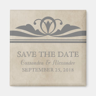 Grau eleganter Deco Save-the-Date-Magnet Magnet