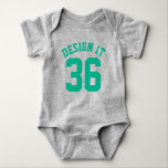 Grau & Emerald Green Baby | Sports Jersey Design Baby Strampler<br><div class="desc">Grau & Emerald Green Baby | Sports Jersey Design - Baby Football Bodysuit</div>