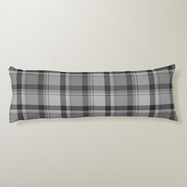 Grau Flannel Print long lumbar Kissen (Rückseite)