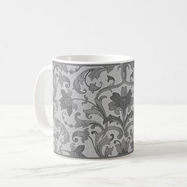 Grau-Floral Damask Tasse (Vorderseite Links)
