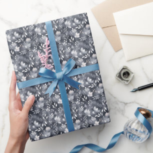 Grau Floral Watercolor Geschenkpapier