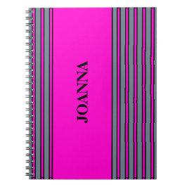 Grau Fuchsia Elegante Streifen Name Notizblock