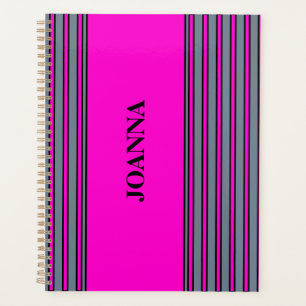 Grau Fuchsia Elegante Streifen Name Planer