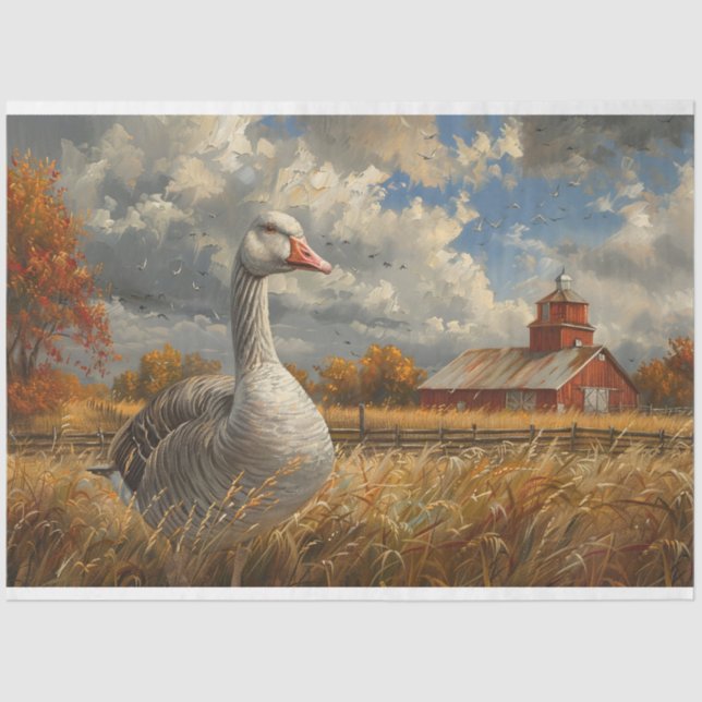 Grau Gänse Bauernhof Kunstwerk Seidenpapier (Vorderseite)