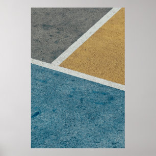 Grau, gelb und blau gestrichene Bürgersteige in de Poster