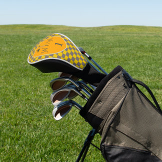 Grau-gelbe Karo-Monogramm Golf Headcover