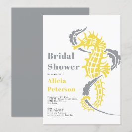 Grau-gelbes Seepferd Brautparty Einladung