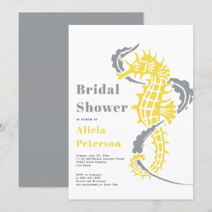 Grau-gelbes Seepferd Brautparty Einladung