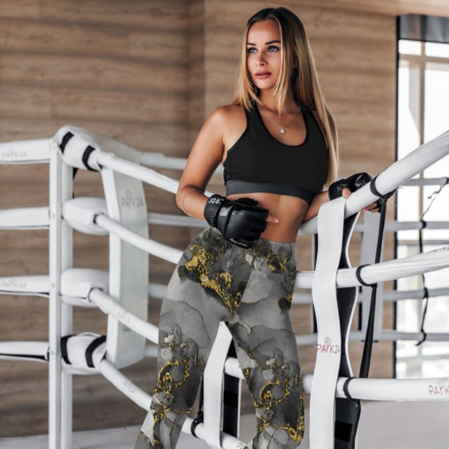 Grau Gold Abstrakt Gemustert | LEGGINGS (Von Creator hochgeladen)