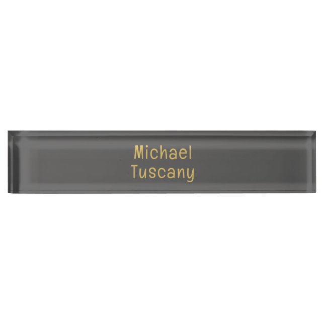 Grau Gold Beruflich Trendy Minimalistischer Eigent Namensplakette (Vorderseite)