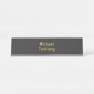 Grau Gold Beruflich Trendy Minimalistischer Eigent Schreibtischnamensplakette