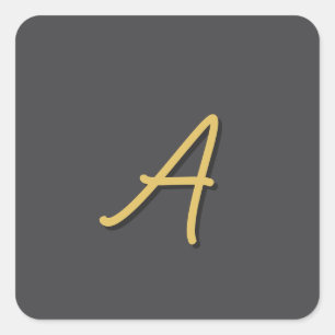 Grau Gold Farbe Monogramm Professional Quadratischer Aufkleber