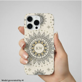 Grau Gold Mandala Muster iPhone 16 Pro Max Hülle