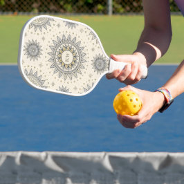 Grau Gold Mandala Muster Monogramm Pickleball Schläger