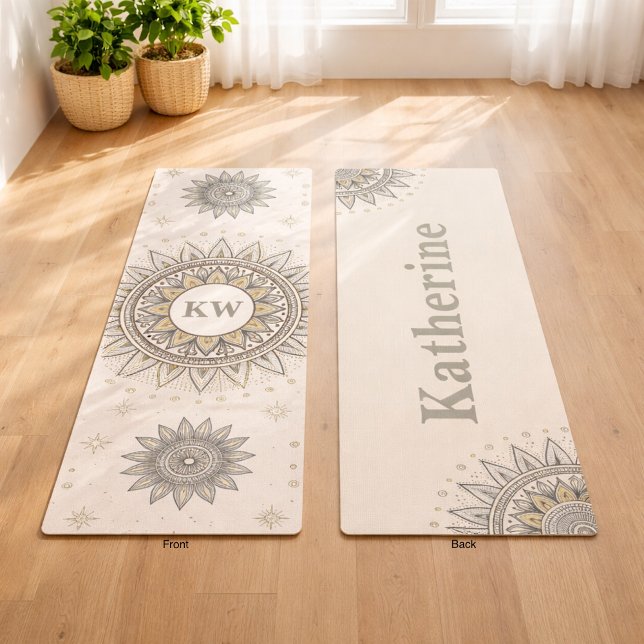 Grau Gold Mandala Muster Yogamatte (Von Creator hochgeladen)