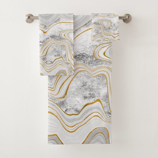 Grau-Gold-Marmor-BADEZIMMER TOWEL SET (Insitu)