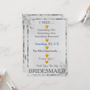 Grau & Gold mit Herz werden Sie meine Bridesmädche Einladung