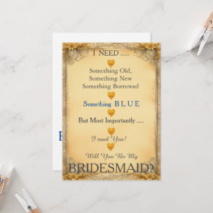 Grau & Gold mit Herz werden Sie meine Bridesmädche Einladung