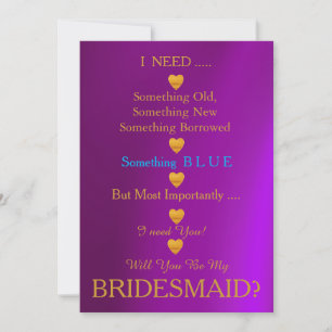 Grau & Gold mit Herz wirst du meine Bridesmädchen Einladung