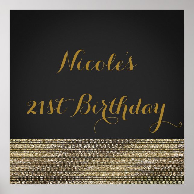 Grau & Gold Moderne Glam Sequins Chic Poster Banne (Vorne)