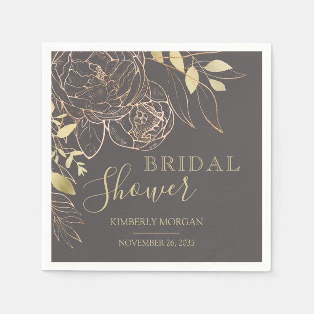 Grau & Gold Modernes Brautparty Napkins Serviette (Vorderseite)